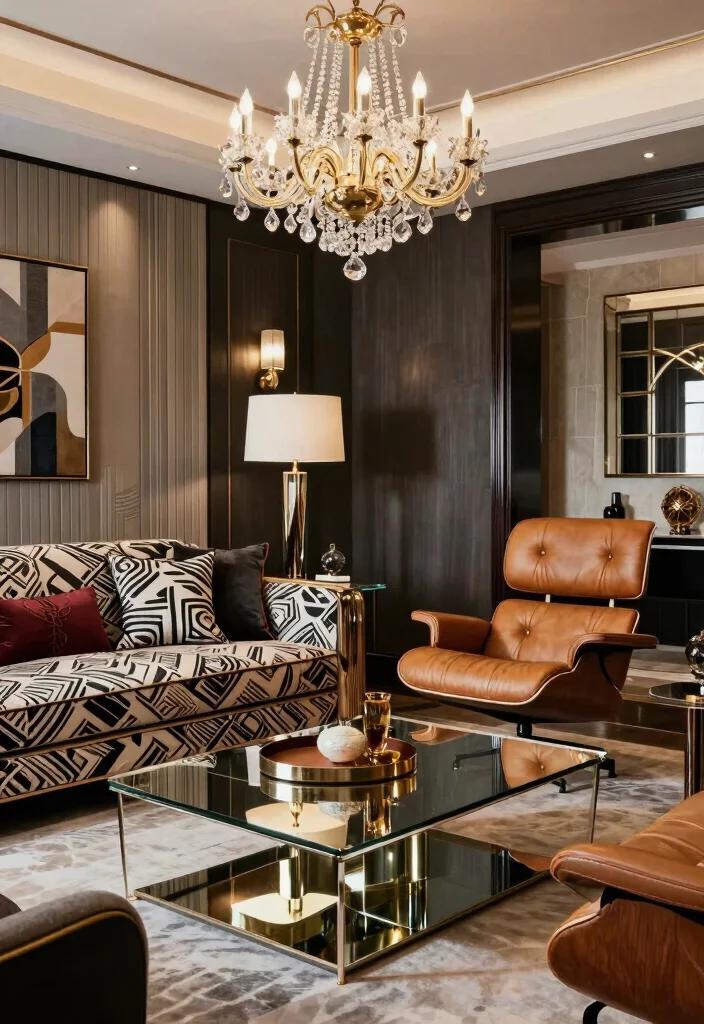 17 Eames Lounge Chair Living Room Ideas: Iconic Modern Comfort - 7. Art Deco Charm 1