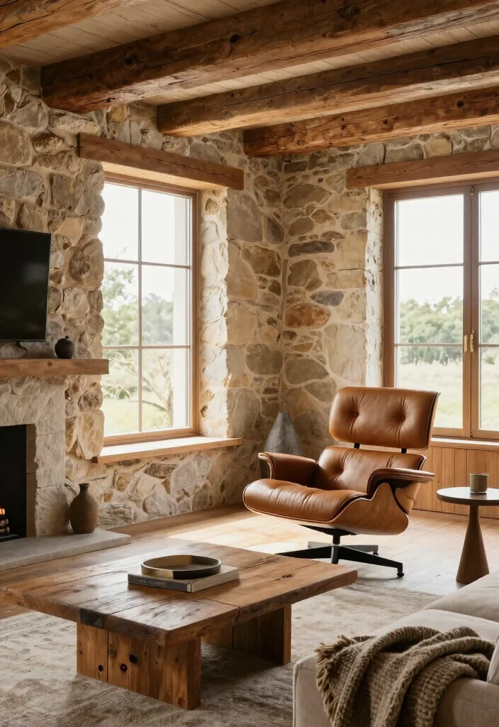 17 Eames Lounge Chair Living Room Ideas: Iconic Modern Comfort - 8. Modern Rustic Fusion 1