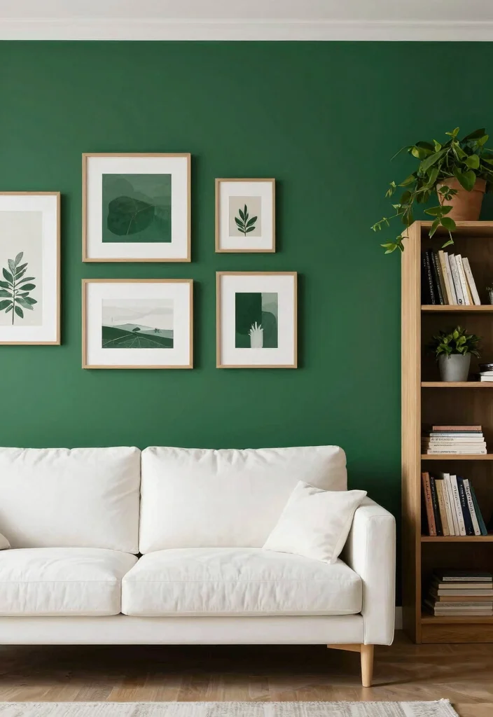 17 Forest Green Living Room Decor Ideas Rich Calm and Trendy - 11. Forest Green Accent Walls 1
