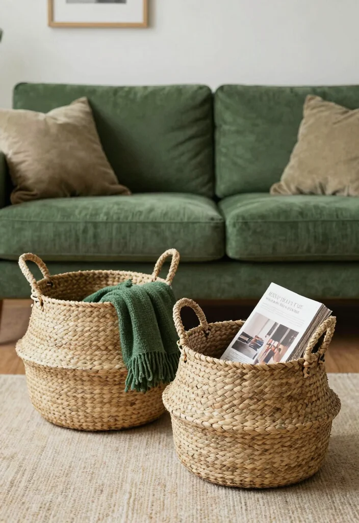 17 Forest Green Living Room Decor Ideas Rich Calm and Trendy - 17. Eco-Conscious Organization 1