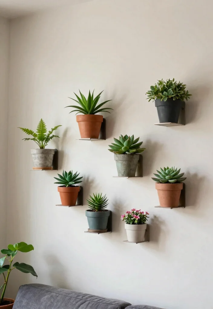 17 Living Room Plant Wall Ideas Fresh Lush Impact - 13. Bracket Plant Display 1