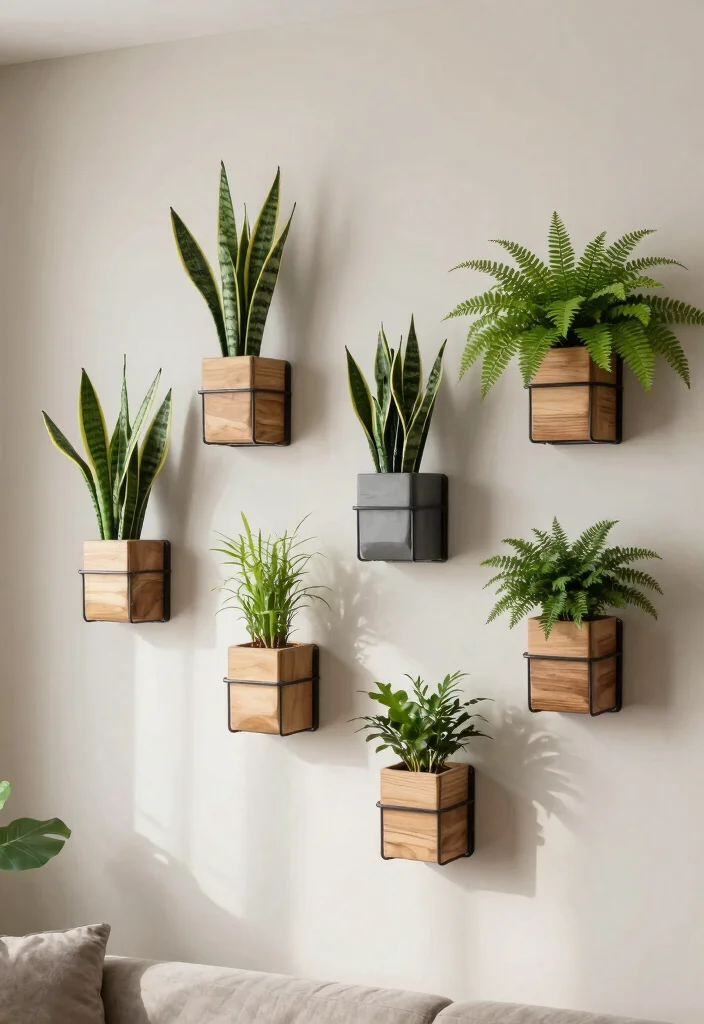 17 Living Room Plant Wall Ideas Fresh Lush Impact - 6. Wall-Mounted Plant Holders 1