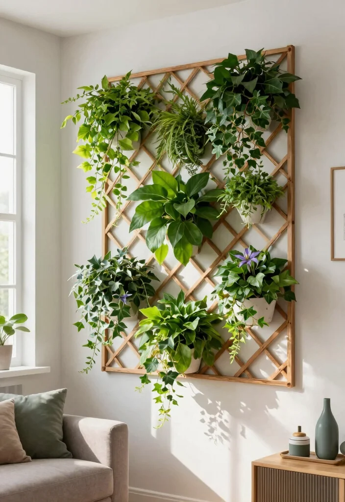 17 Living Room Plant Wall Ideas Fresh Lush Impact - 7. Lattice Plant Wall 1