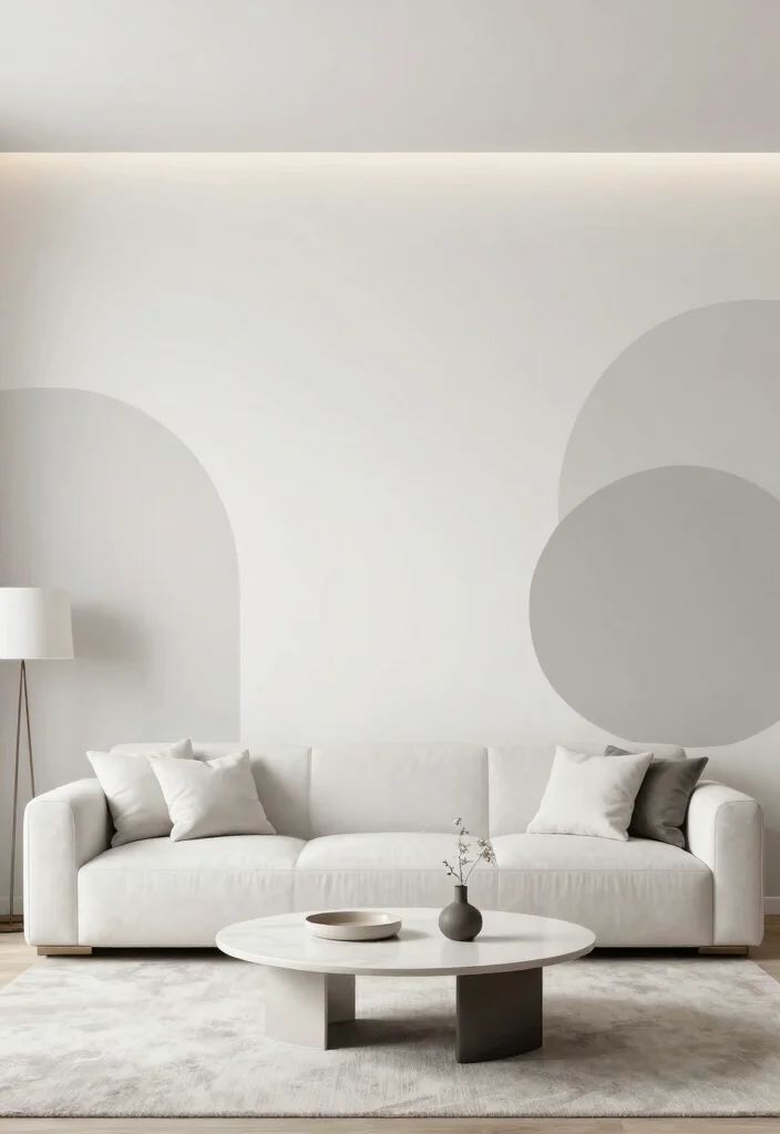 17 Living Room Wall Mural Ideas Artistic Statement Decor - 11. Minimalist Masterpieces 1