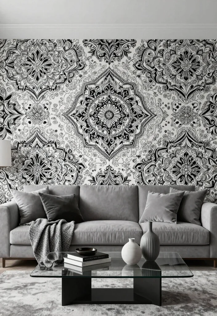 17 Living Room Wall Mural Ideas Artistic Statement Decor - 14. Monochrome Magic 1
