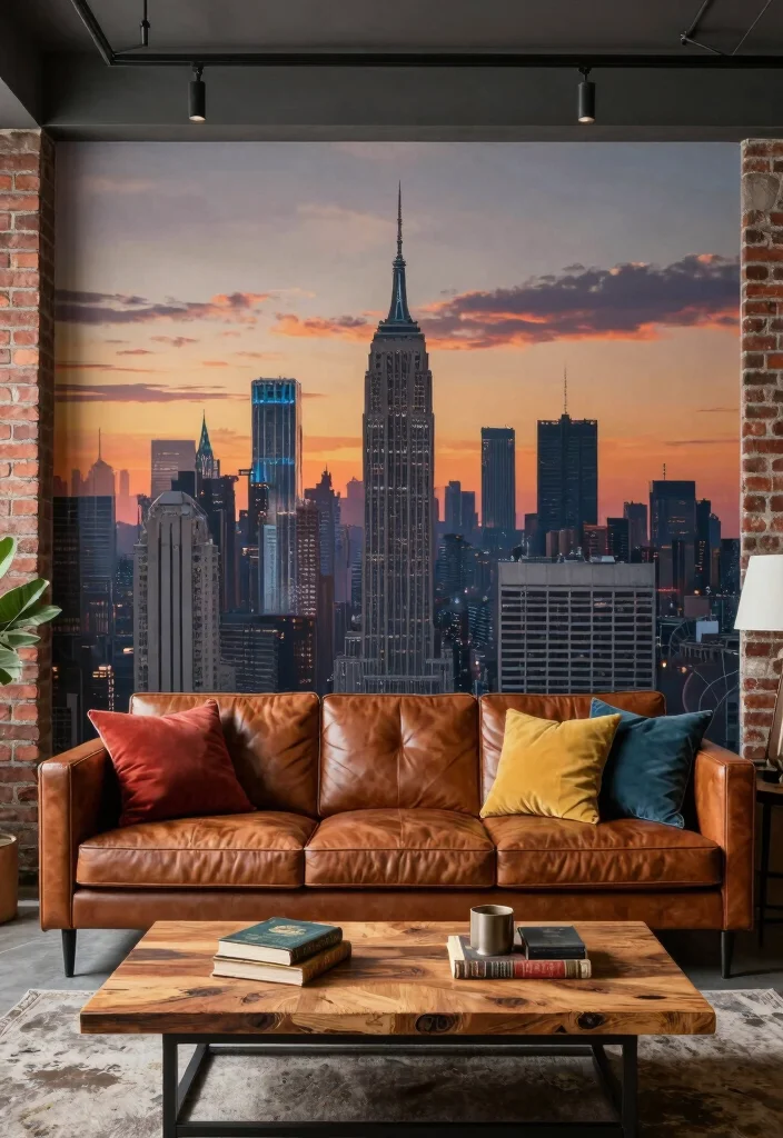 17 Living Room Wall Mural Ideas Artistic Statement Decor - 5. Urban Vibes 1