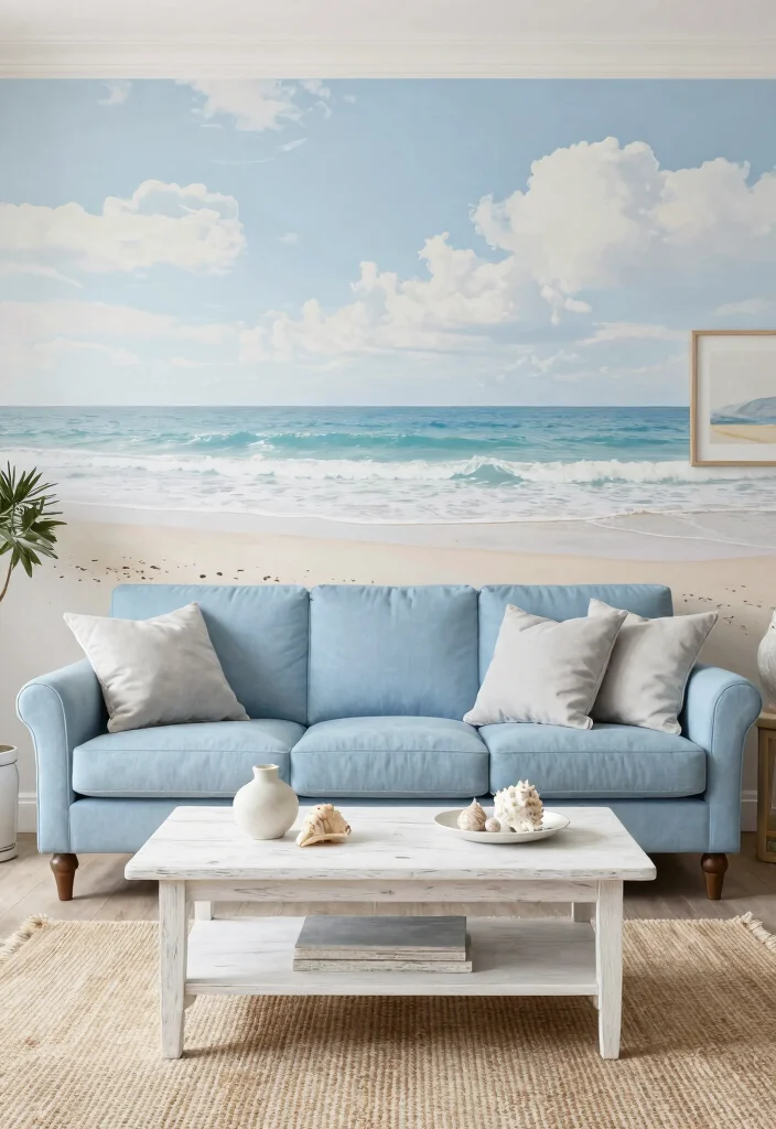 17 Living Room Wall Mural Ideas Artistic Statement Decor - 7. Coastal Bliss 1