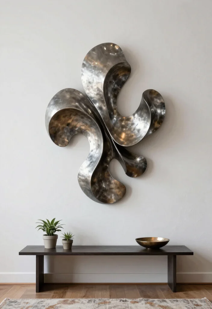 17 Metal Wall Decor Living Room Ideas: Modern Industrial Edge - 1. Abstract Metal Sculptures 1