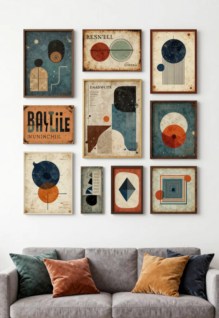 17 Metal Wall Decor Living Room Ideas: Modern Industrial Edge - 15. Metal Art Collage 1