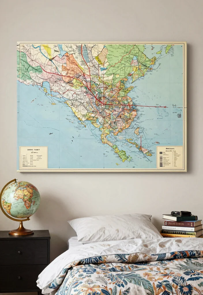 17 Painting Ideas on Canvas for Bedroom Artistic Touch - 15. Artistic Maps 1