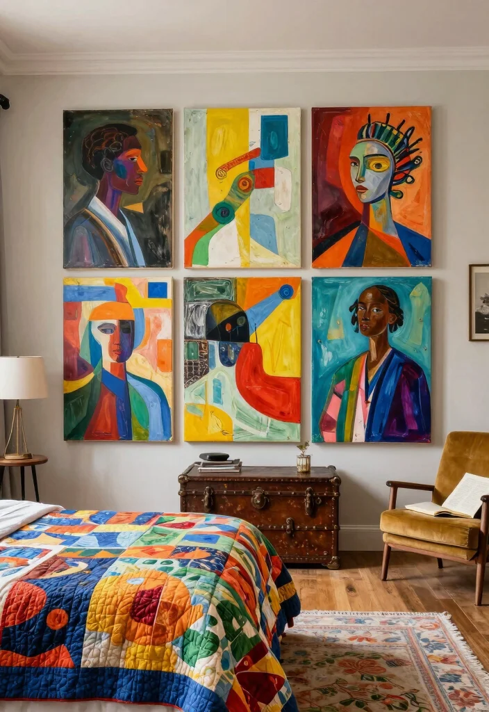 17 Painting Ideas on Canvas for Bedroom Artistic Touch - 8. Eclectic Collage 1