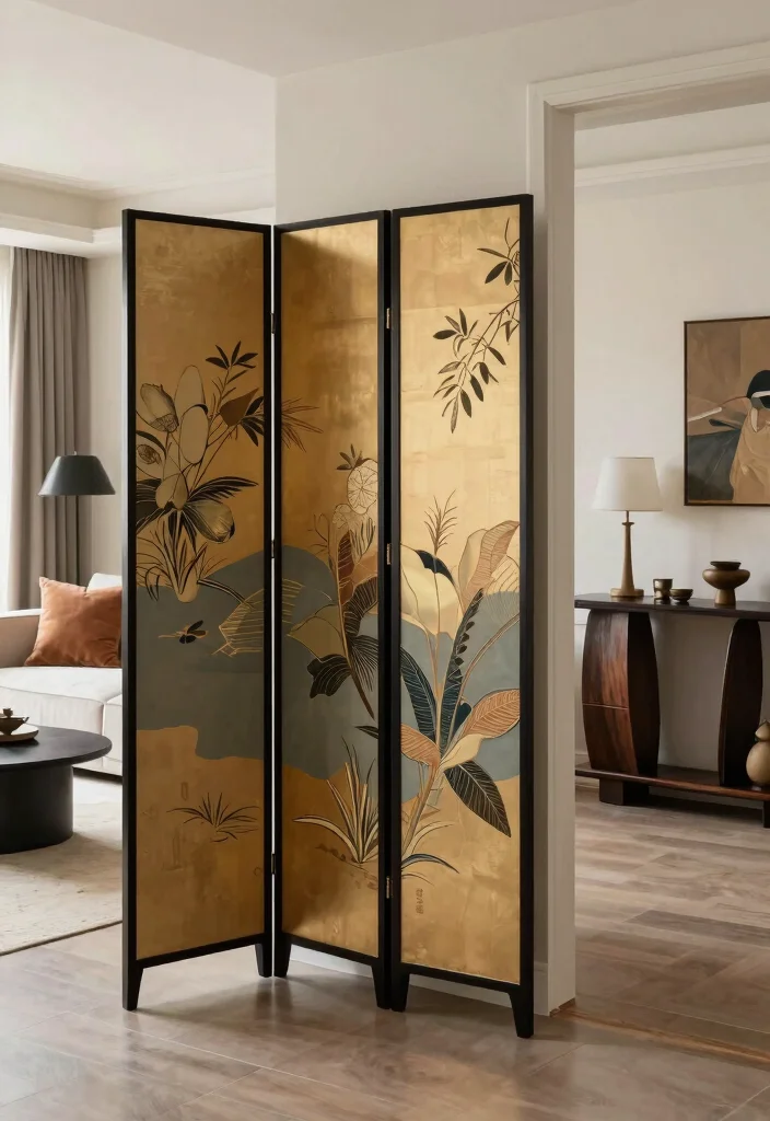 17 Partition Wall Living Room Entrance Ideas Smart Zoning - 10. Functional Folding Screens 1