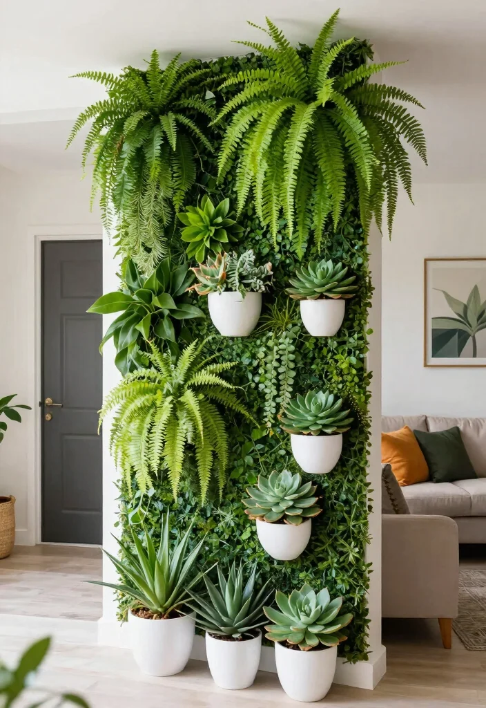 17 Partition Wall Living Room Entrance Ideas Smart Zoning - 2. Cozy Plant Wall 1