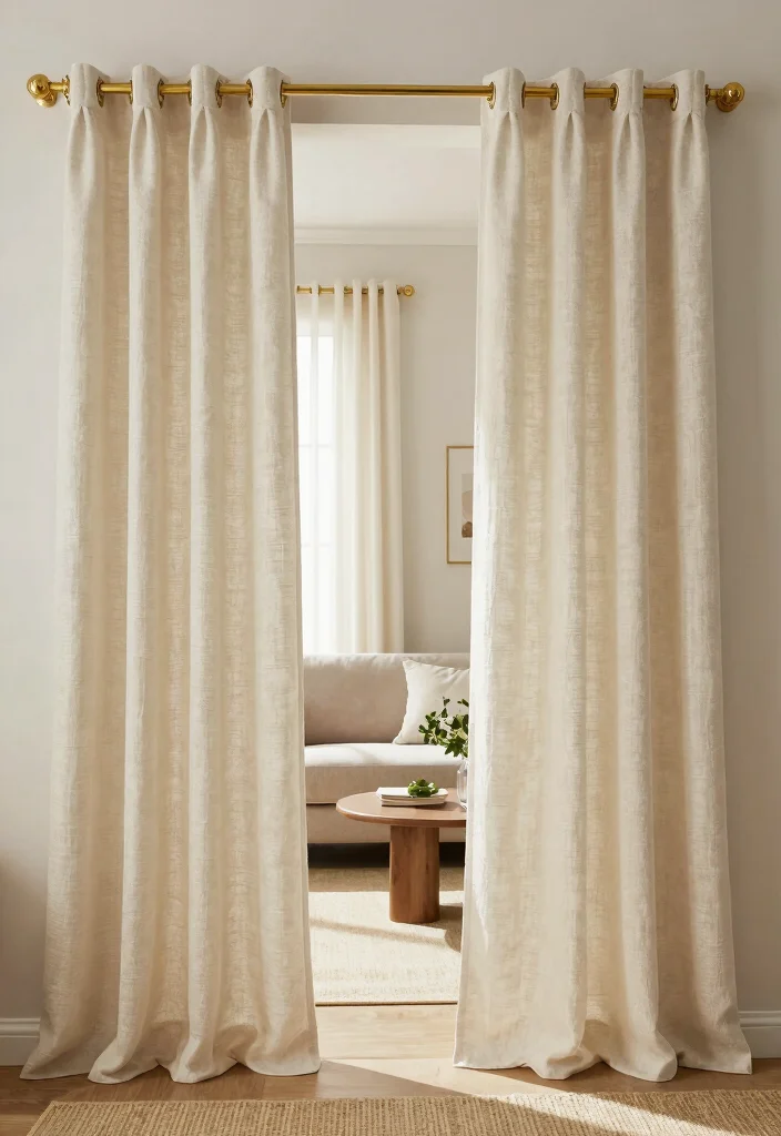 17 Partition Wall Living Room Entrance Ideas Smart Zoning - 5. Textured Fabric Curtains 1