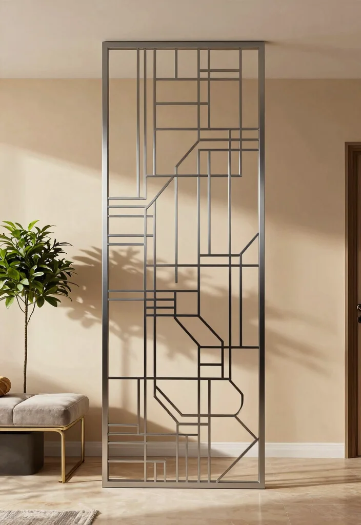 17 Partition Wall Living Room Entrance Ideas Smart Zoning - 6. Statement Metal Screen 1