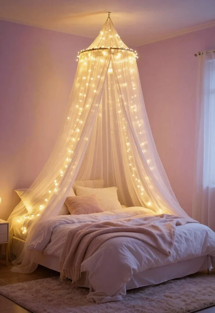 17 Small Cozy Bedroom Ideas Fairy Lights Room Decor Magic - 1. Twinkling Canopy of Lights 1