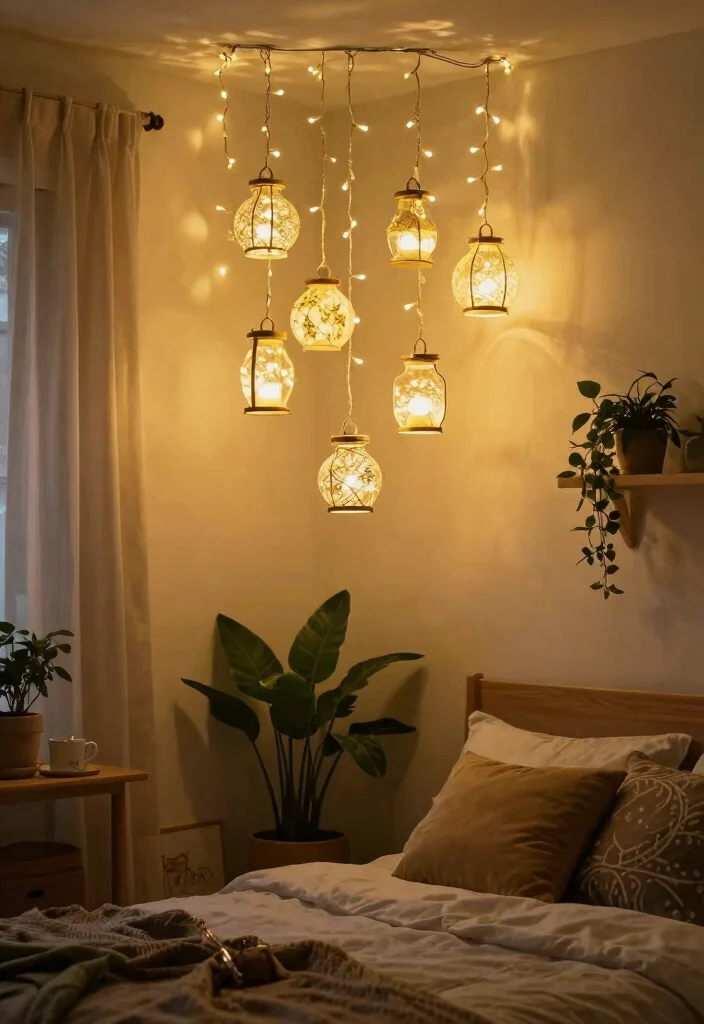 17 Small Cozy Bedroom Ideas Fairy Lights Room Decor Magic - 12. Fairy Light Lanterns 1