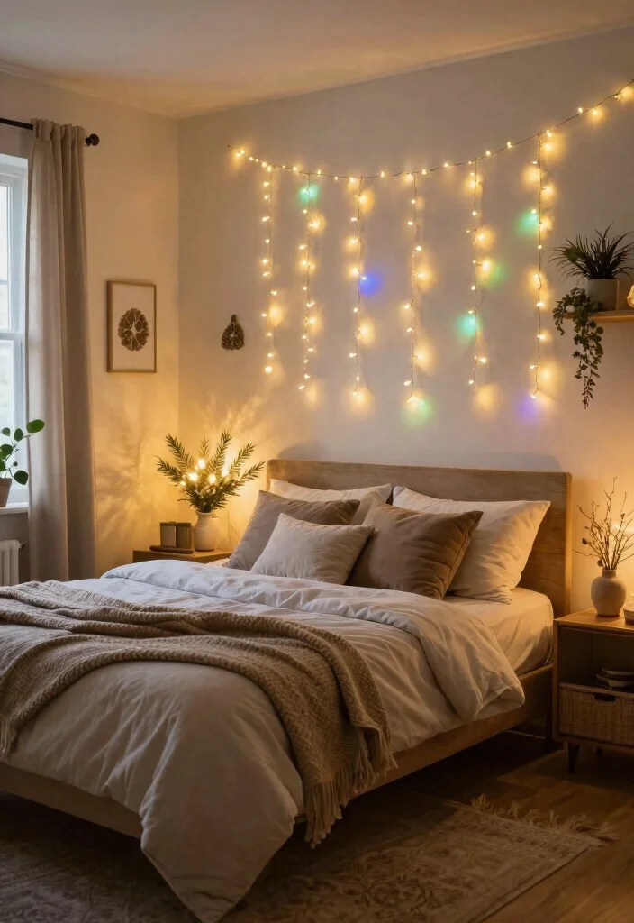 17 Small Cozy Bedroom Ideas Fairy Lights Room Decor Magic - 17. Seasonal Decor with Fairy Lights 1