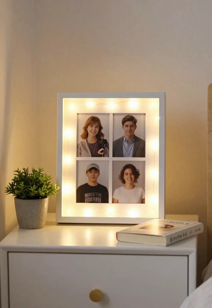 17 Small Cozy Bedroom Ideas Fairy Lights Room Decor Magic - 3. Bedside Fairy Light Frames 1