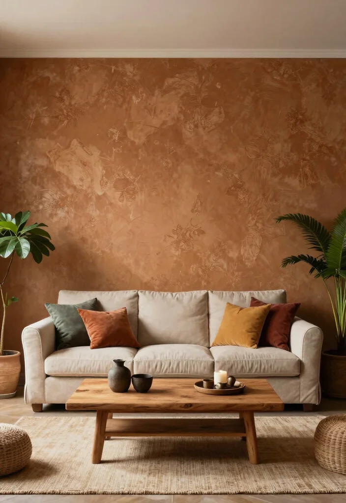 17 Venetian Plaster Walls Living Room Ideas Soft Luxury Texture - 10. Rustic Almond Brown 1