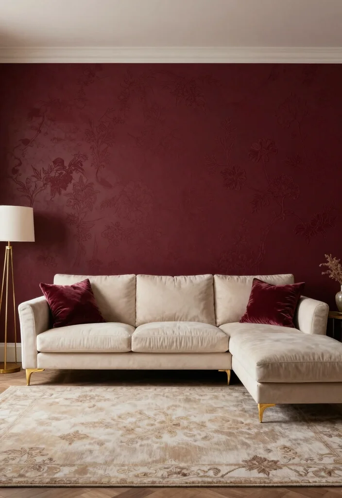 17 Venetian Plaster Walls Living Room Ideas Soft Luxury Texture - 11. Bold Burgundy Elegance 1