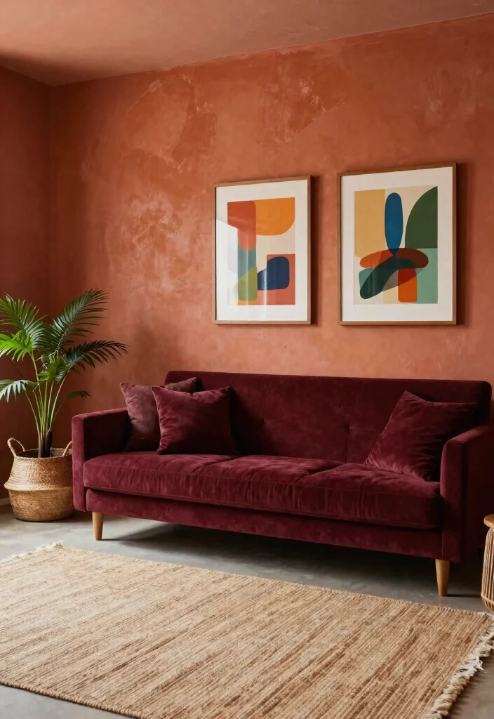 17 Venetian Plaster Walls Living Room Ideas Soft Luxury Texture - 2. Earthy Terracotta Warmth 1