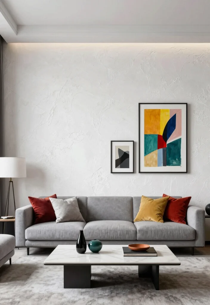 17 Venetian Plaster Walls Living Room Ideas Soft Luxury Texture - 3. Elegant White with Subtle Texture 1