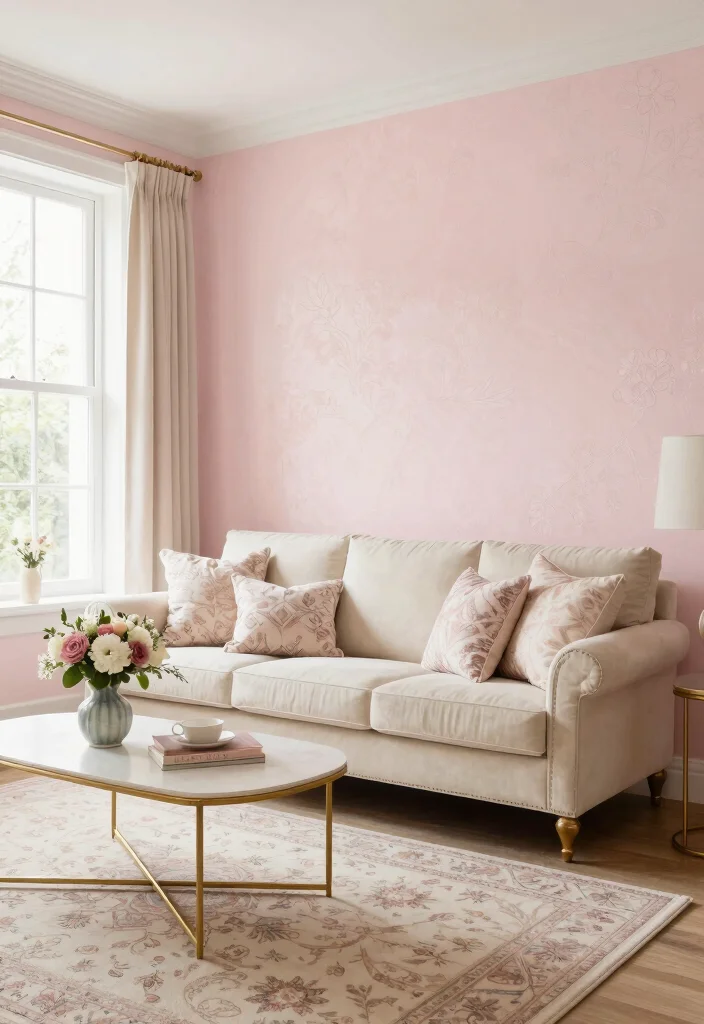 17 Venetian Plaster Walls Living Room Ideas Soft Luxury Texture - 5. Delicate Blush Pink 1