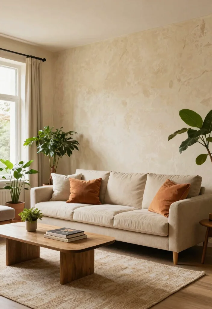 17 Venetian Plaster Walls Living Room Ideas Soft Luxury Texture - 8. Natural Beige Warmth 1