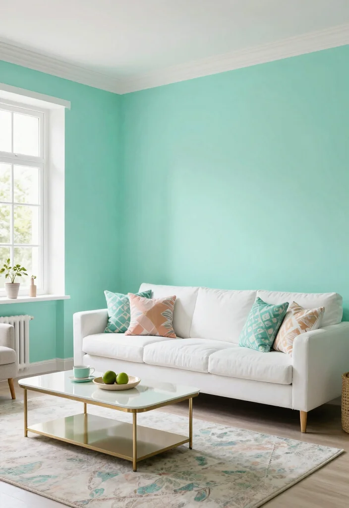 17 Venetian Plaster Walls Living Room Ideas Soft Luxury Texture - 9. Playful Mint Green 1