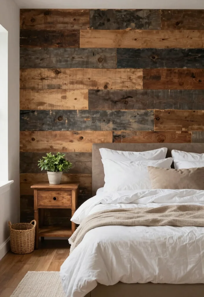 17 Wooden Accent Wall Bedroom Ideas for a Warm Textured Style - 1. Reclaimed Barn Wood Elegance 1