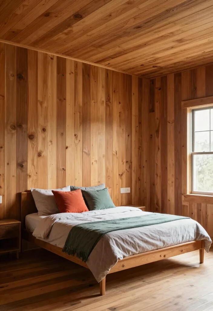 17 Wooden Accent Wall Bedroom Ideas for a Warm Textured Style - 6. Vertical Plank Paneling 1
