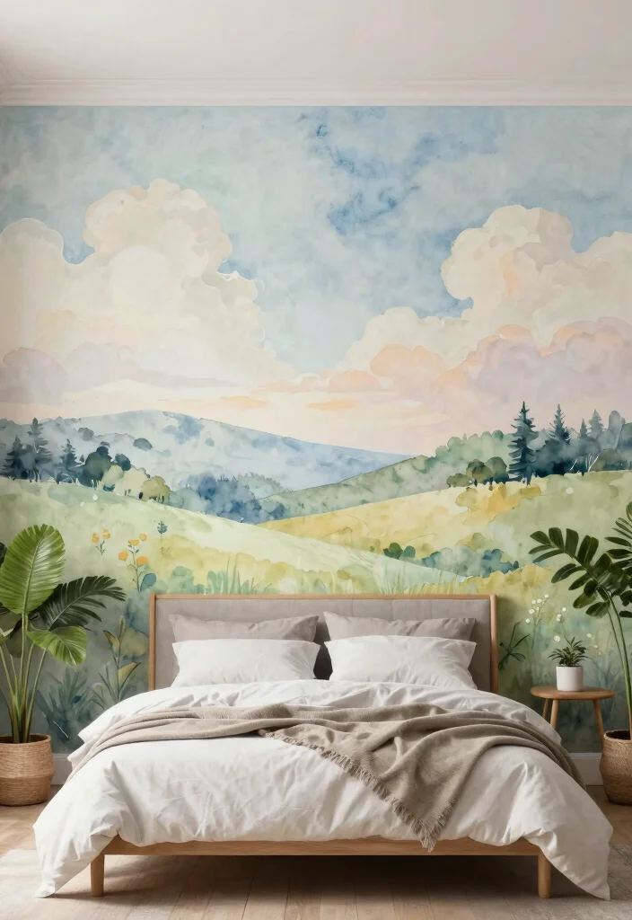 18 Bedroom Back Wall Design Ideas: Stylish Focal Points - 11. Painted Mural 1