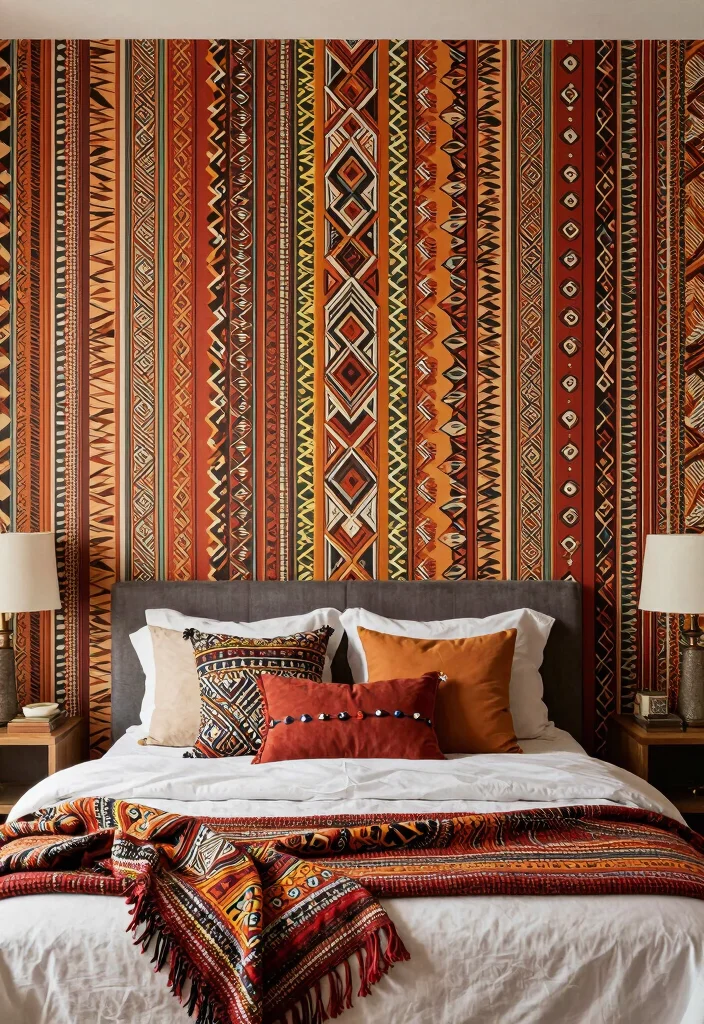 18 Bedroom Back Wall Design Ideas: Stylish Focal Points - 18. Ethnic Patterns 1