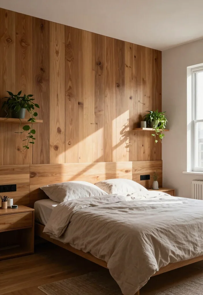 18 Bedroom Back Wall Design Ideas: Stylish Focal Points - 4. Natural Wood Paneling 1