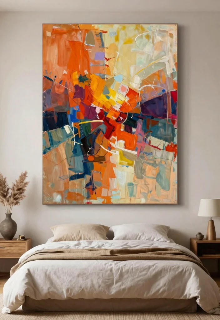 18 Bedroom Back Wall Design Ideas: Stylish Focal Points - 7. Large-Scale Art Pieces 1