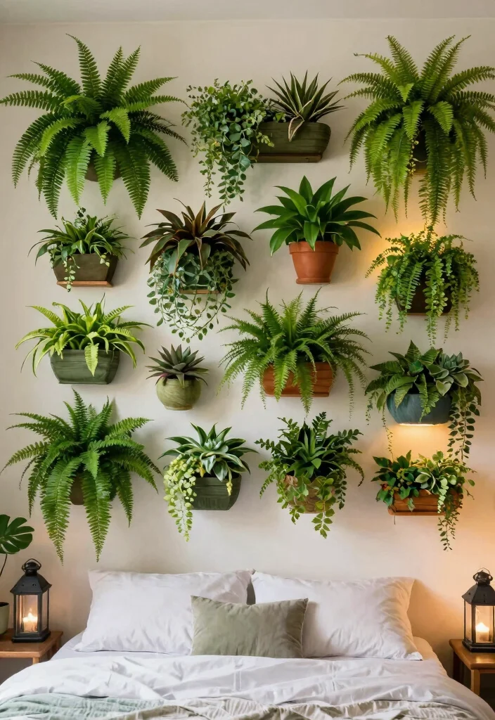 18 Bedroom Back Wall Design Ideas: Stylish Focal Points - 8. Vertical Garden 1