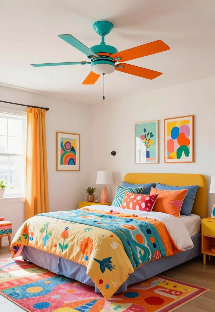18 Bedroom Ceiling Fans With Light Ideas Comfort and Design - 10. Bright and Colorful Options 1