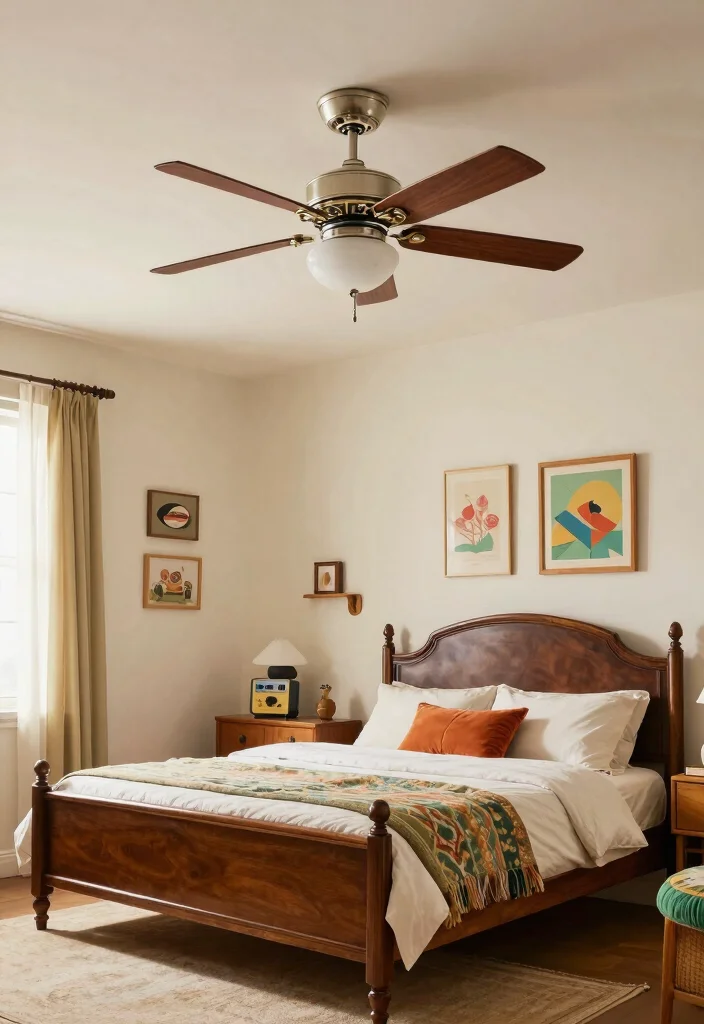 18 Bedroom Ceiling Fans With Light Ideas Comfort and Design - 16. Vintage Ceiling Fan Reimagined 1