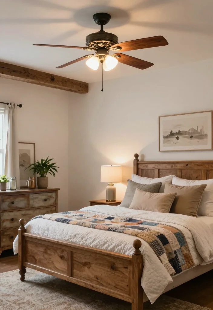 18 Bedroom Ceiling Fans With Light Ideas Comfort and Design - 2. Rustic Farmhouse Charm 1