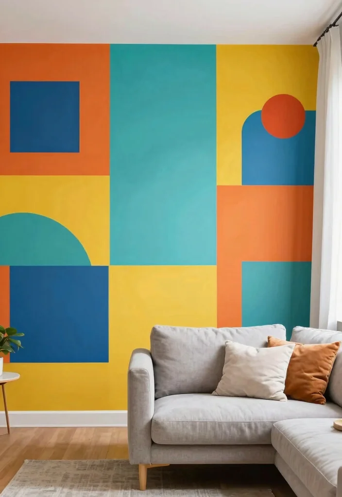 18 Blank Wall Ideas for a Stunning Living Room - 16. Bold Color Blocks 1