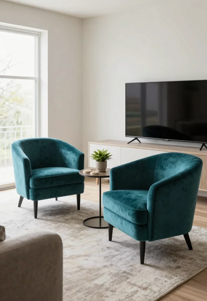 18 Living Room Decor Around TV Ideas Balanced and Stylish - 10. Stylish Accent Chairs 1