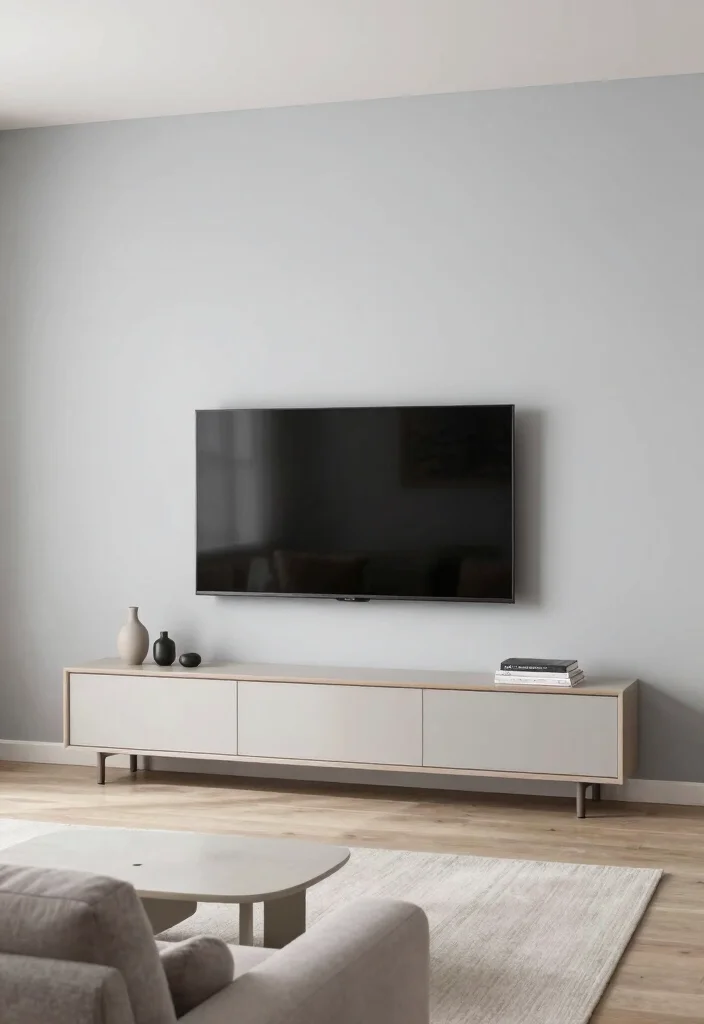 18 Living Room Decor Around TV Ideas Balanced and Stylish - 11. Wall-Mounted TV with Minimalist Design 1