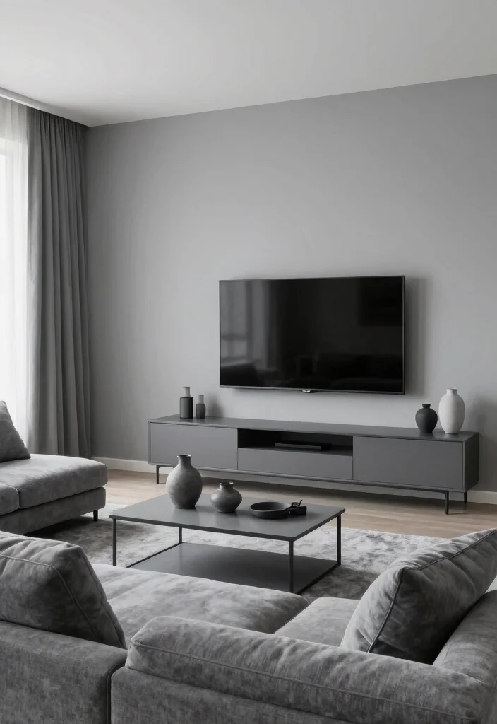 18 Living Room Decor Around TV Ideas Balanced and Stylish - 12. Monochromatic Color Schemes 1