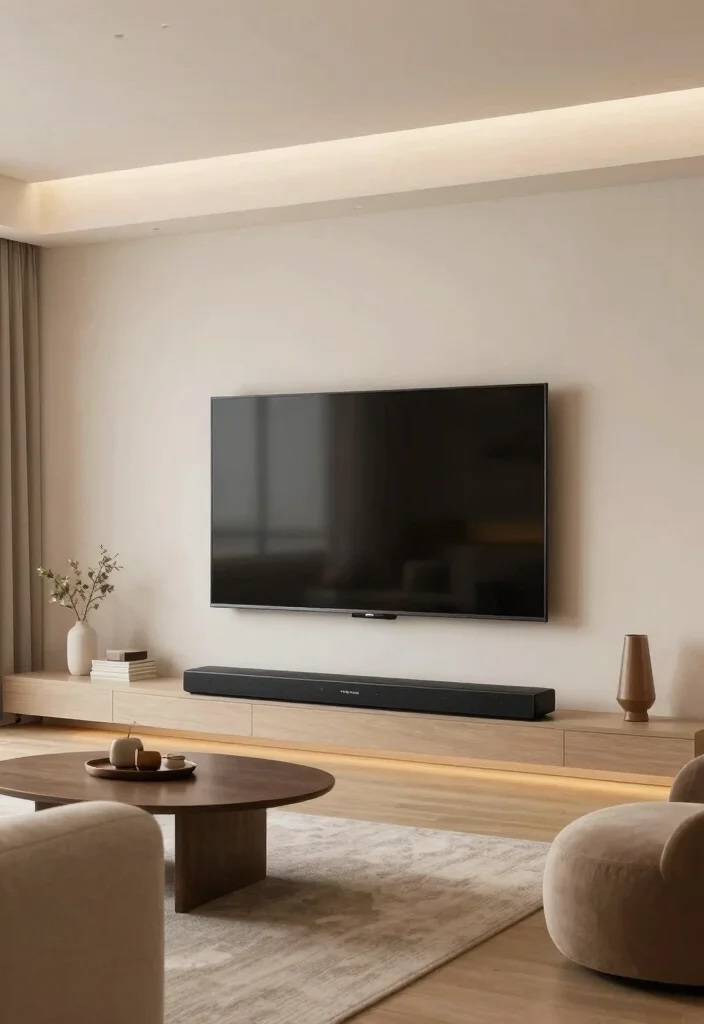 18 Living Room Decor Around TV Ideas Balanced and Stylish - 13. Integrated Audio Systems 1