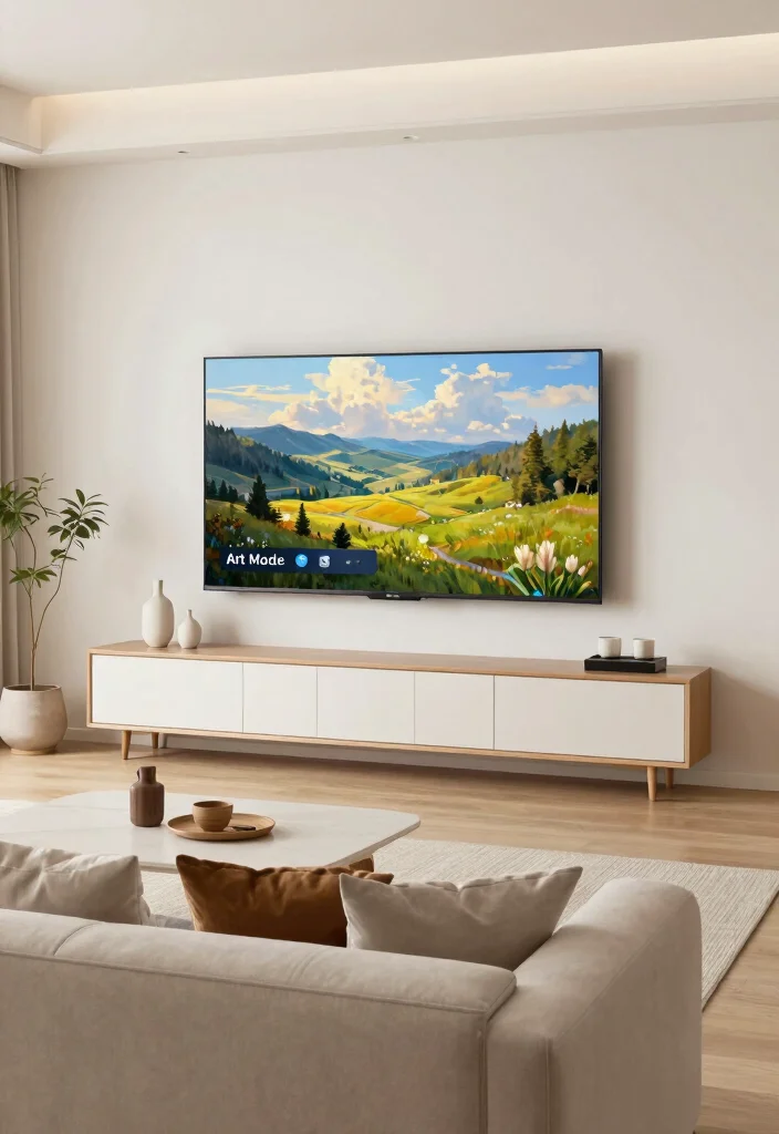 18 Living Room Decor Around TV Ideas Balanced and Stylish - 9. Smart TV Solutions for a Seamless Look 1