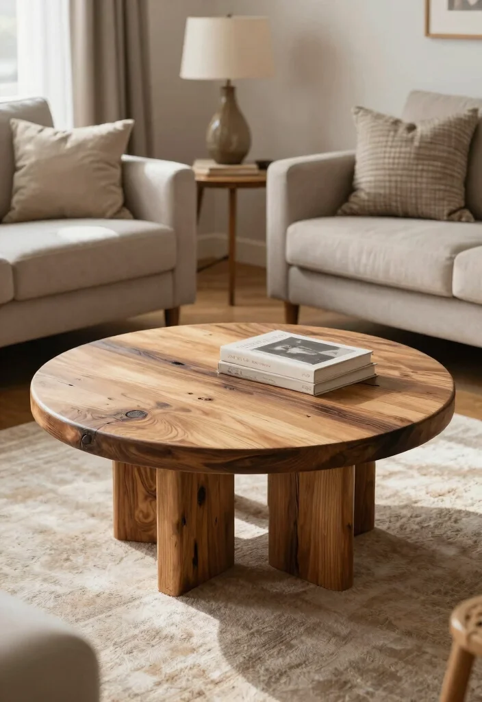 18 Living Room With Round Coffee Table Ideas Flow and Balance - 17. Custom DIY Coffee Tables 1