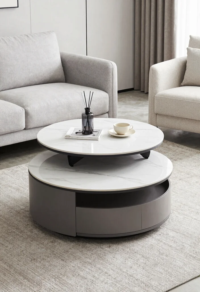 18 Living Room With Round Coffee Table Ideas Flow and Balance - 8. Multi-Functional Tables 1