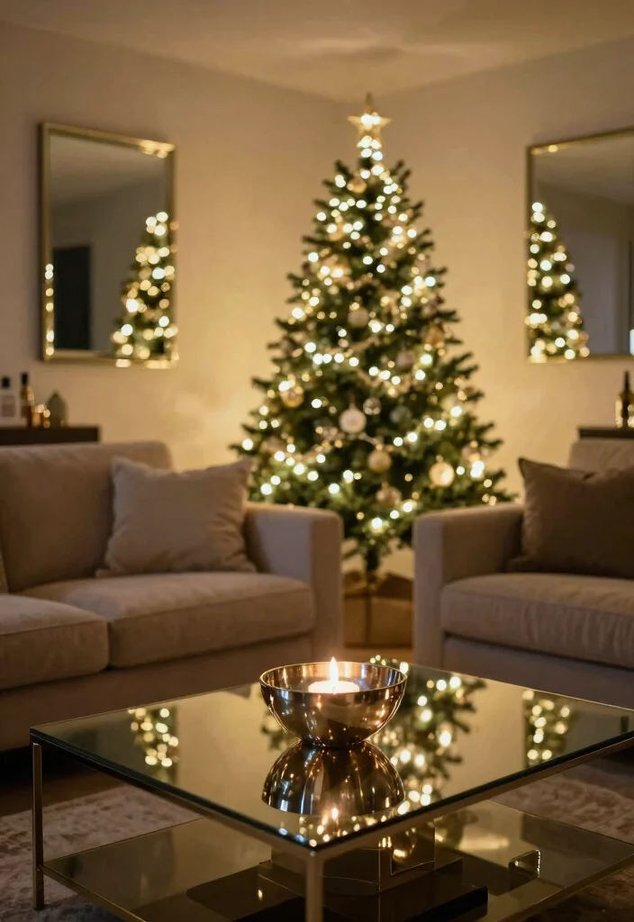 18 Living Room Xmas Decor Ideas Cozy Festive Magic - 18. Reflective Surfaces 1