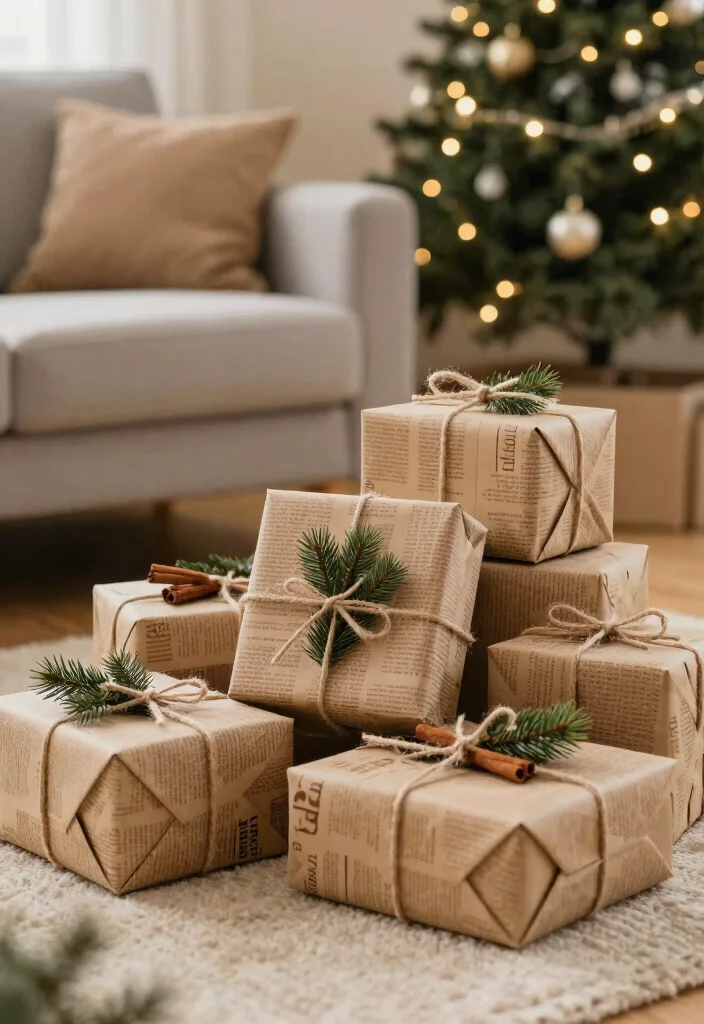 18 Living Room Xmas Decor Ideas Cozy Festive Magic - 5. Sustainable Wrapping Ideas 1